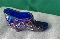 St Clair Blue Glass Shoe 3” long