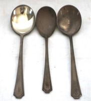 3 Sterling Spoons - 6.5" & 6" long