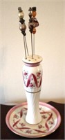 Limoges Pin Holder w/ Hatpins - 6" tall