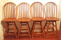 4 Bar Wooden Bar Chairs - 18 x 15 x 46