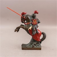 Cast Metal Carved Mounted Knight Sculpture