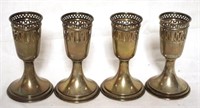 4 Sterling Candle Holders - 4.25" tall