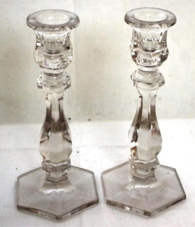 Pair of Glass Candle Stick Holders