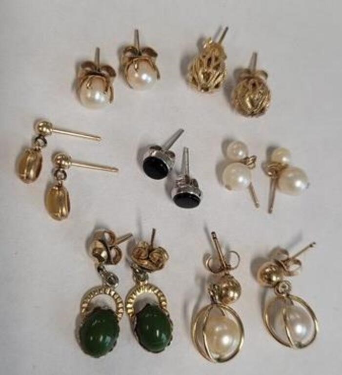 Vintage earrings, gold, pearl, etc