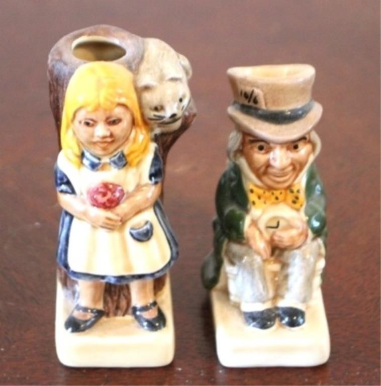 2 Miniature Alice in Wonderland Tobys by T. Wood