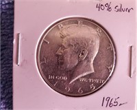 1965 Kennedy Half Dollar ,40% Silver