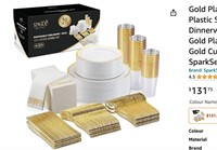 Gold Plastic Plates for Party  350 PCS
