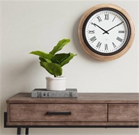 16 Warm Wood Wall Clock Brown - Threshold