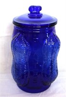 Planters Peanut Blue Glass Jar w/ lid