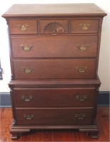 Kling Fan Carved Mahogany Chest on Chest