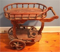 Carved Mahogany Tea Cart - 32 x 15 x 31