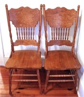2 Oak Spindle & Press Back Chairs