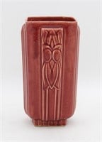 Vintage McCoy Burgundy Owl Vase Pottery