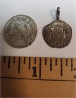 1922 50 Pfennig German Coin & Piece of 8