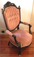 Victorian Carved Walnut Arm Chair