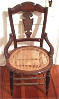 Victorian walnut cane seat chair