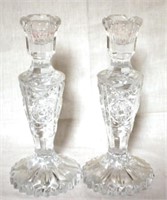 Pair of Glass Candle Holders - 8" tall