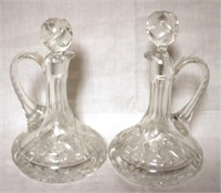 Pair of Glass Cruets - 8" tall