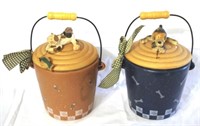2 Ceramic Animal Treat Jars w/ lids