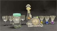 Glassware, Glass Clock & More