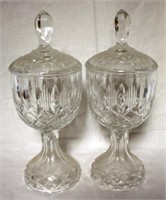 Pair of Glass Compotes w/ lids - 12" tall