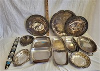 Silver Tone Plates & Serving Trays