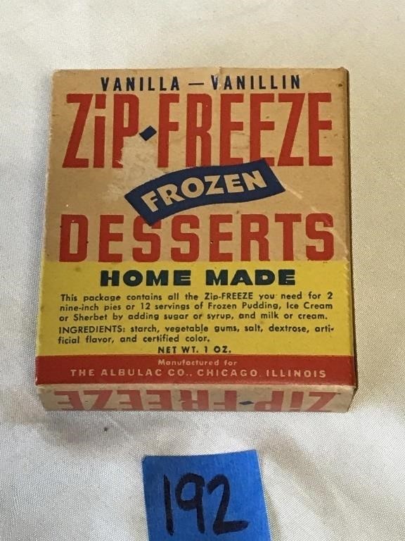 Zip-Freeze Frozen Desert Vanilla Pie Mix Box