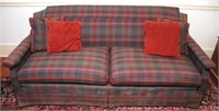 Plaid Sofa w/ pillows - 78 x 36 x 35