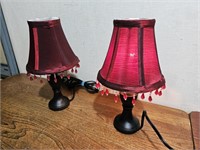 PAIR Red Night Stand Lamps@6.25inAx11.5inH