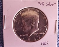 1967 Kennedy Haly Dollar 40% Silver