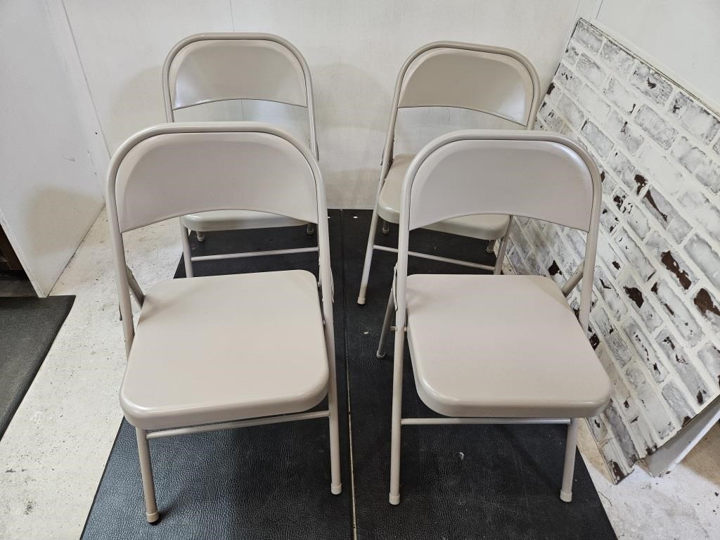 4 Folding Metal Chairs Cosco