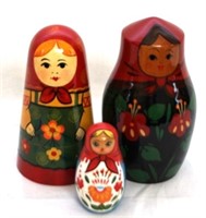 3pc Russian Nesting Dolls, 3", 5" & 5" tall