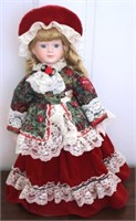 Porcelain Christmas Doll w/ Stand - 16" tall