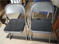 2 Folding Metal Chairs