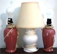 3 Lamps - 15" tall-2 without shades/ 1 with shade