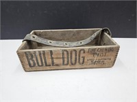 Vintage Bull Dog Tobacco Wood Box 14 x8 x 4"