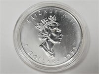 1 OUnce Maple Leaf Silver Round 1999