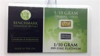 Benchmark 1/10 Gram Gold Bar & 1/10 Gram Platinum