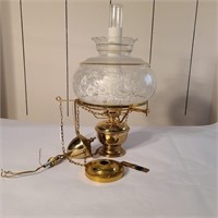 Vintage Brass & Glass Chandelier