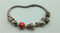 Pandora Sterling Silver Bracelet W/ Charms