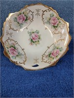 China Floral Bowl - Rose Patters - Gold Trim - 7'