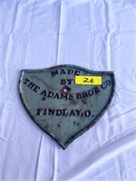 Cast Iron Adams Bro's Co. Findlay Ohio Sign