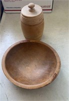 Wooden Bowl And Jar