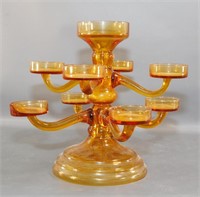 Blown Amber Glass Tealight Epergne