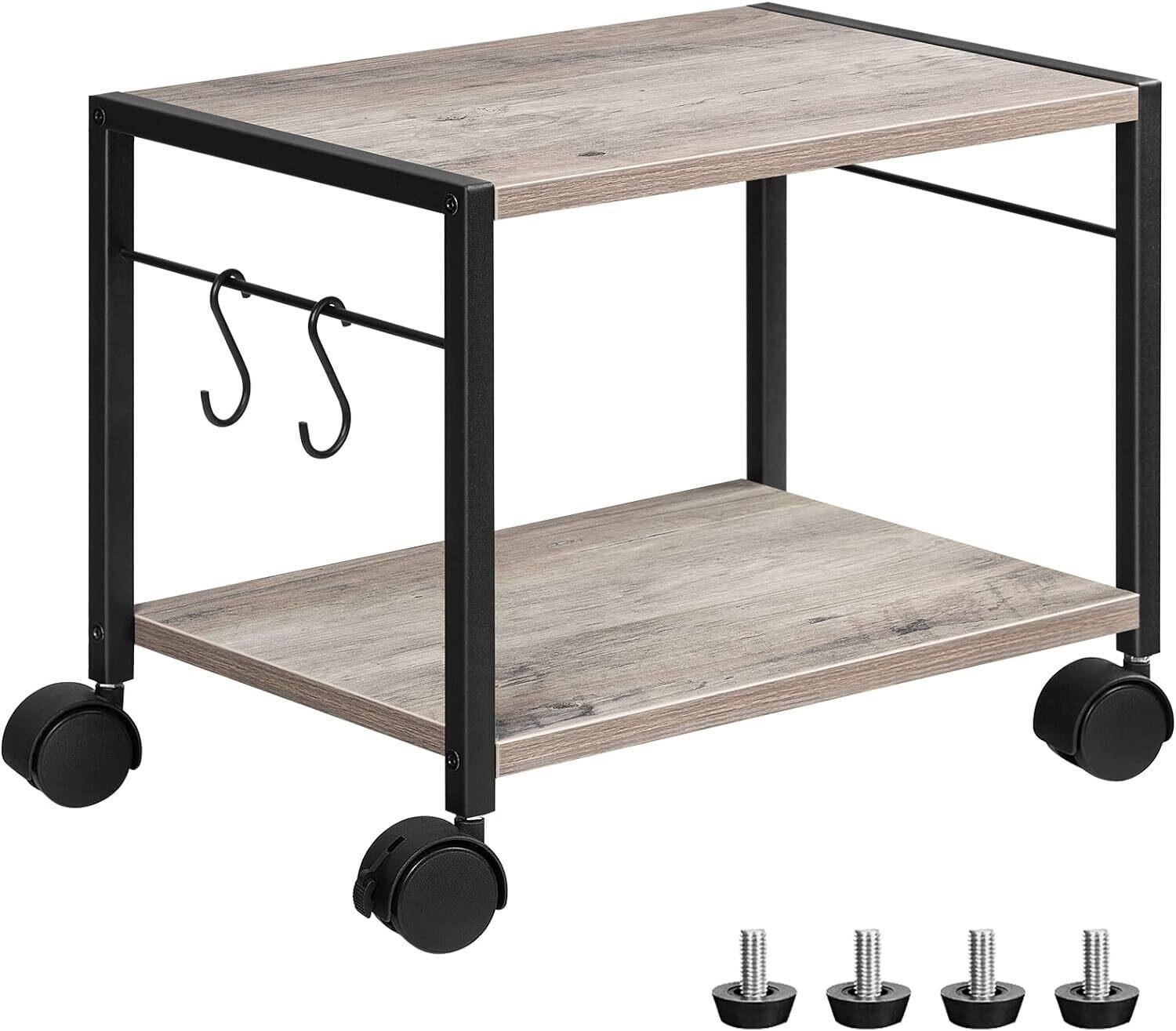 2-Tier Printer Stand on Wheels  Greige