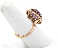 14K Rose Gold Amethyst Victorian Cocktail Ring