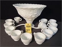 Westmoreland Milk Glass Punch Bowl Set
