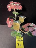 Vintage Glass Flower & Candle Holder Arrangement