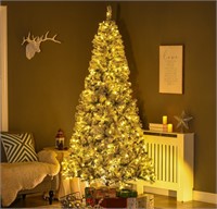 $114 7.5' Prelit Artificial Flocked Christmas Tree