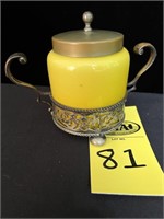 Yellow Glas & Brass Sugar Jar